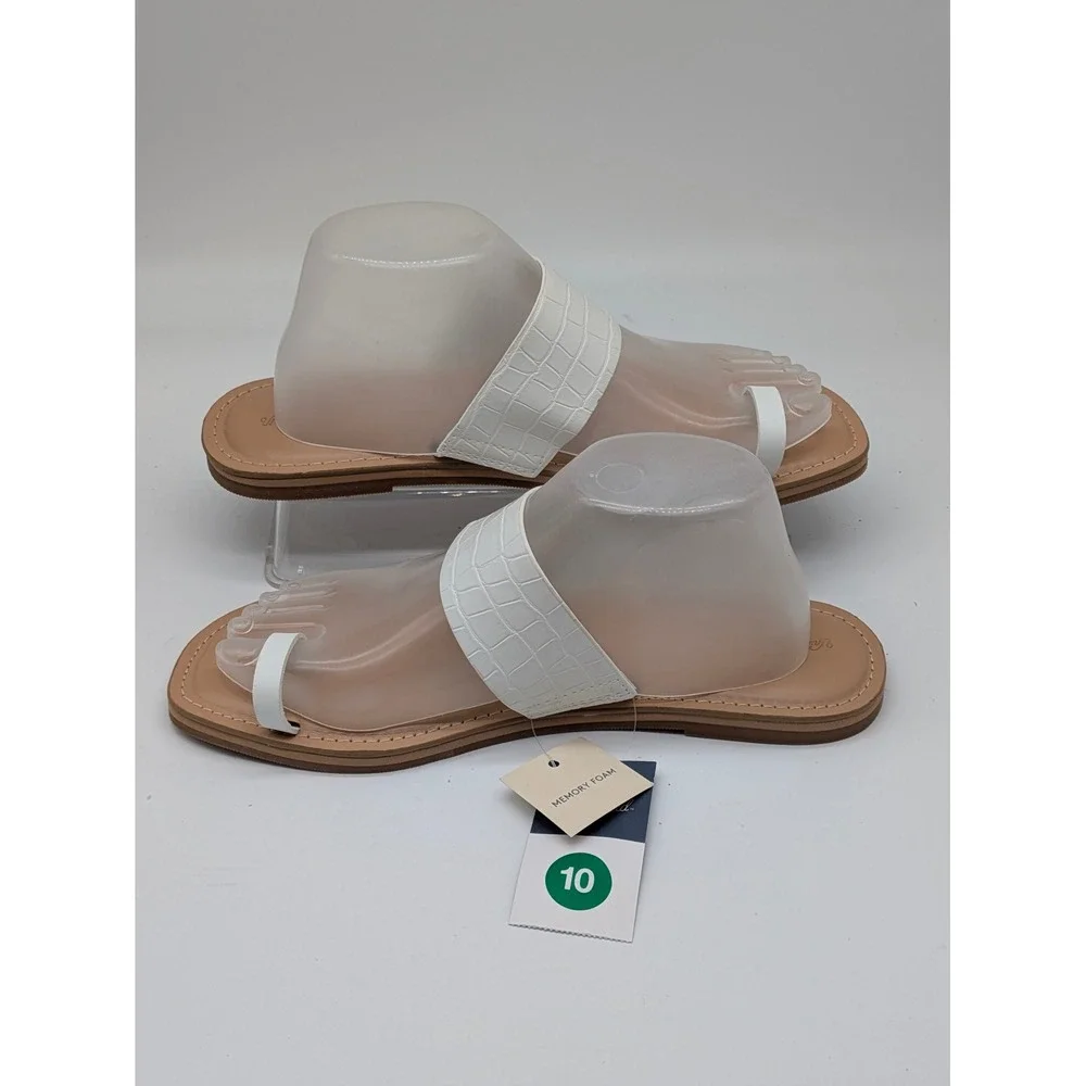 Universal Thread Juno Sandals White Croc Embossed Memory Foam Women's 10 NWT